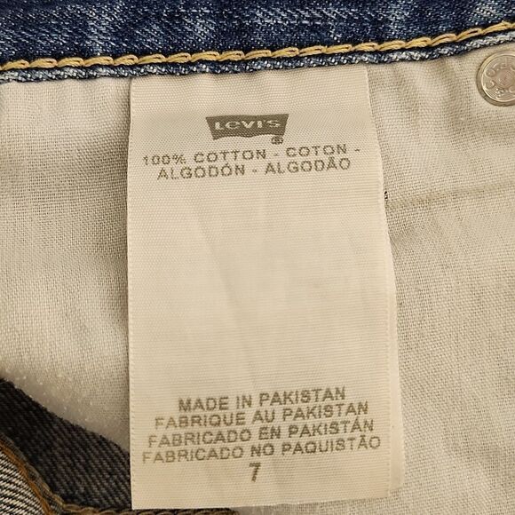 LEVI'S JEANS Junior's Denim Cotton Distressed Short Shorts Size 7 - Picture 6 of 10